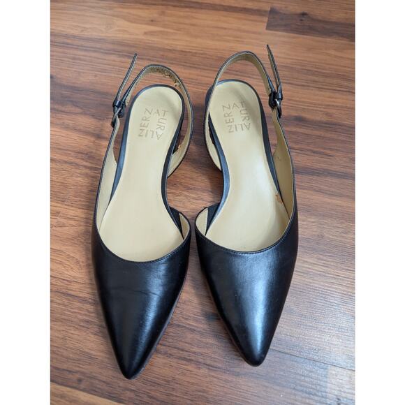 Naturalizer Black Leather Slingback Pointed Toe Low Heel Pumps- Size 7.5 - Picture 3 of 9